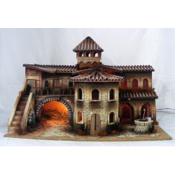 Presepe completo popolare con fontana 70x45cm - Christmas Planet