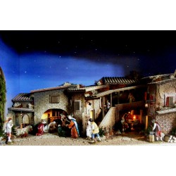 Presepe completo popolare 100x320x120 cm statue Moranduzzo 8 moduli